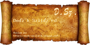 Deák Szilárd névjegykártya