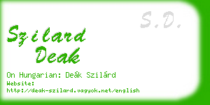 szilard deak business card